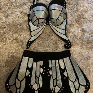 holographic butterfly top and skirt.